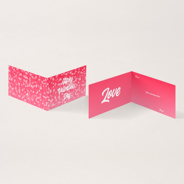 Valentine's Hearts and Love Folded Card (Inside and Outside)