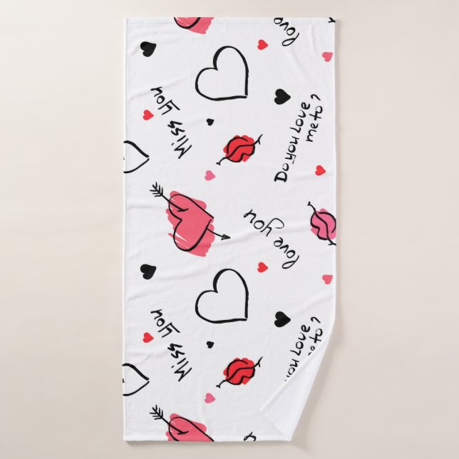 Valentine's Hearts Arrow Seamless Bath Towel (Bath Towel)