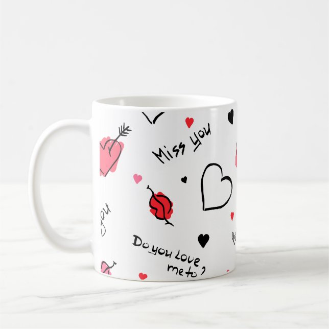 Valentine's Hearts Arrow Seamless Coffee Mug (Left)
