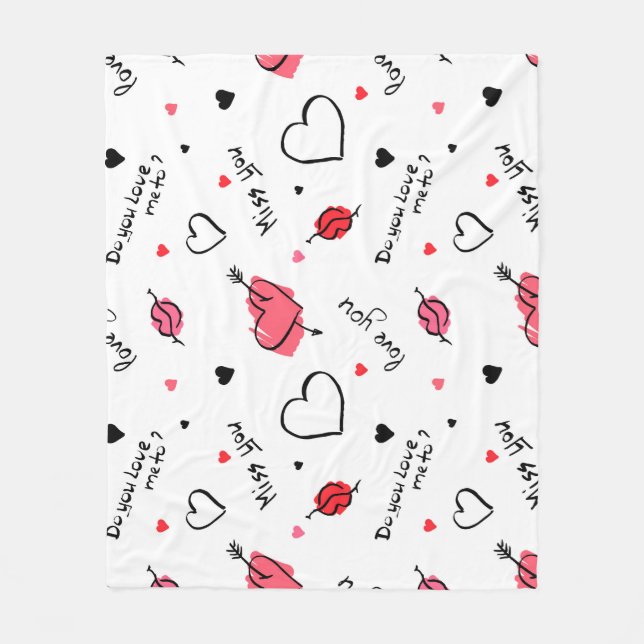Valentine's Hearts Arrow Seamless Fleece Blanket (Front)