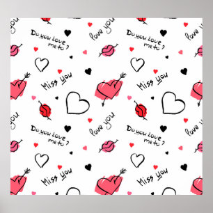 Valentine's Hearts Arrow Seamless Poster