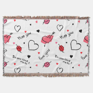 Valentine's Hearts Arrow Seamless Throw Blanket