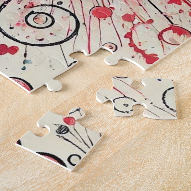 Valentines Hearts / Daisy / Splatter Art Jigsaw Puzzle (Side)