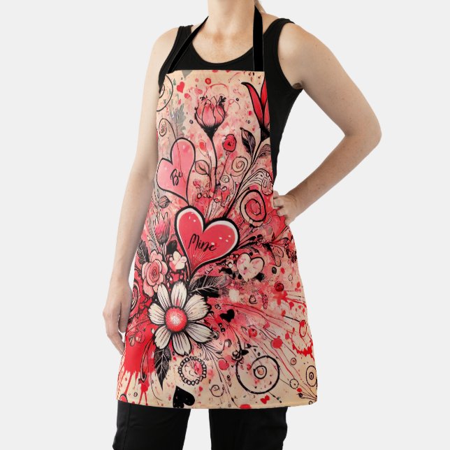 Valentines Hearts / Daisy / Splatter Art / Sangria Apron (Insitu)