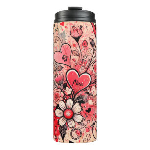 Valentines Hearts / Daisy / Splatter Art / Sangria Thermal Tumbler