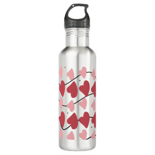 Valentines Hearts Doodles Dots Pattern 710 Ml Water Bottle