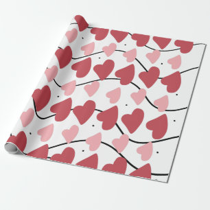 Valentines Hearts Doodles Dots Pattern     Wrapping Paper