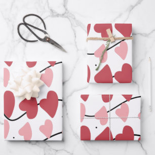 Valentines Hearts Doodles Dots Pattern     Wrapping Paper Sheet