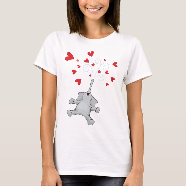 Valentine's Hearts Elephant T-Shirt (Front)
