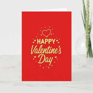Valentines Hearts Gold Glitter Card