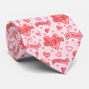 Valentine's Hearts I Love You Be Mine Pattern Tie