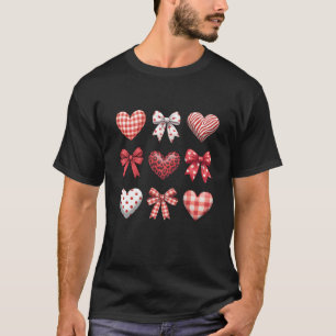 Valentines Hearts Leopard Coquette Bow Daughter Wo T-Shirt
