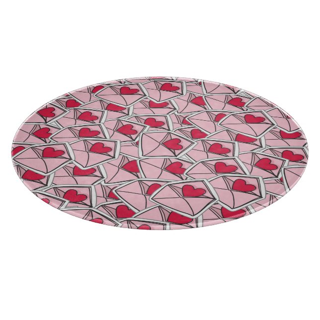 Valentine's Hearts on Envelopes Cutting Board (Corner)
