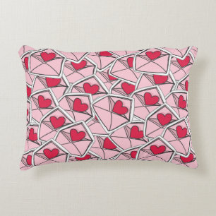 Valentine's Hearts on Envelopes Decorative Cushion