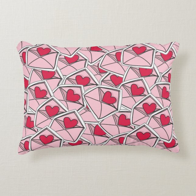 Valentine's Hearts on Envelopes Decorative Cushion (Front)