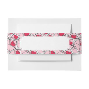 Valentine's Hearts on Envelopes Invitation Belly Band