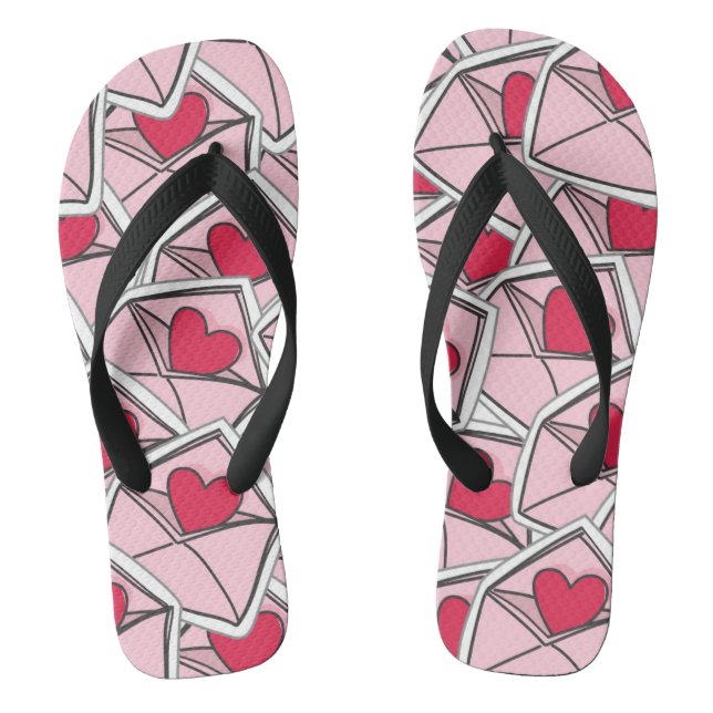 Valentine's Hearts on Envelopes Jandals (Footbed)