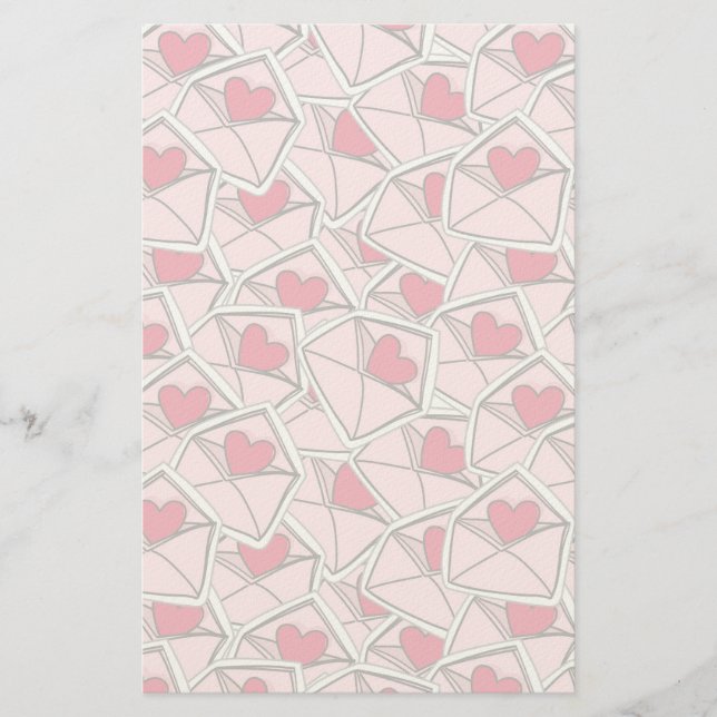 Valentine's Hearts on Envelopes Stationery (Front)
