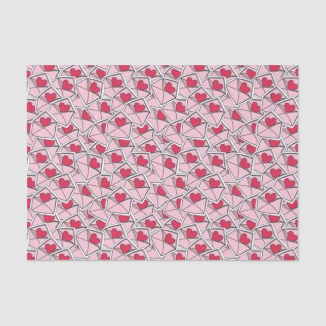 Valentine's Hearts on Envelopes Tissue Paper (Front)