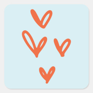 Valentine's Hearts Pastel Blue and Red Square Sticker