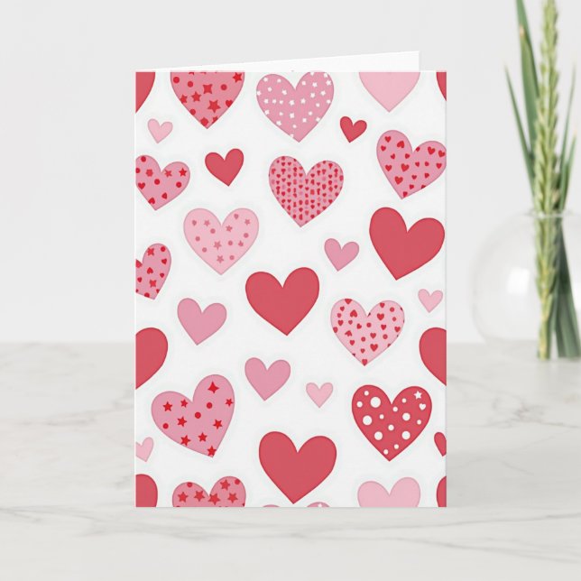 Valentines Hearts Pattern Card (Front)
