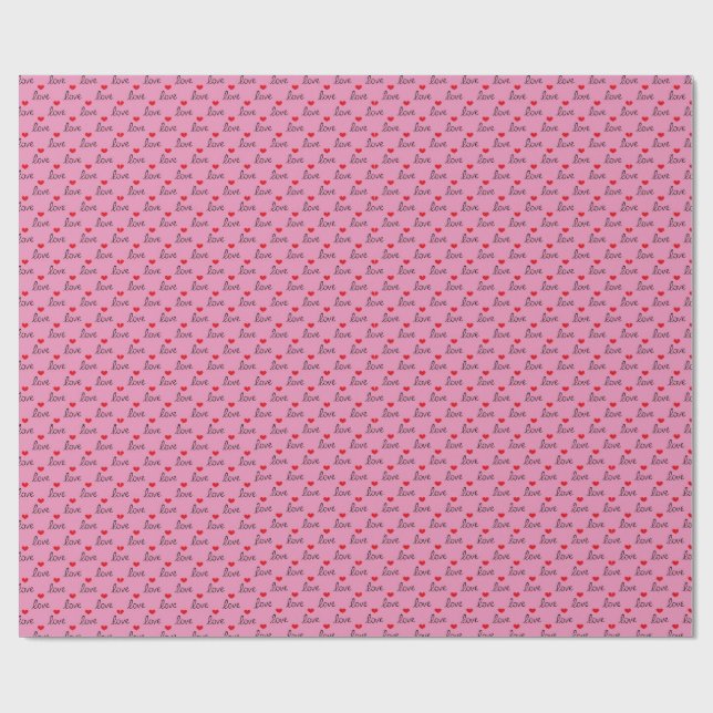 Valentines Hearts Pattern Over Pink Wrapping Paper (Flat)