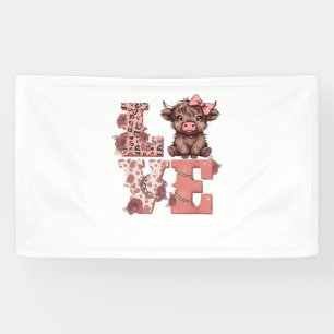 Valentines Highland Cow Love Shirt Cow Lover Girls Banner
