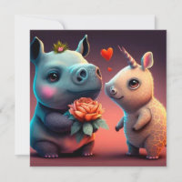 Valentine's hippo cartoon custom   