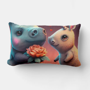 Valentine's hippo cartoon custom   lumbar cushion