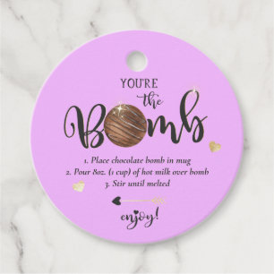 Valentine's Hot Chocolate Bomb You're the Bomb Favour Tags
