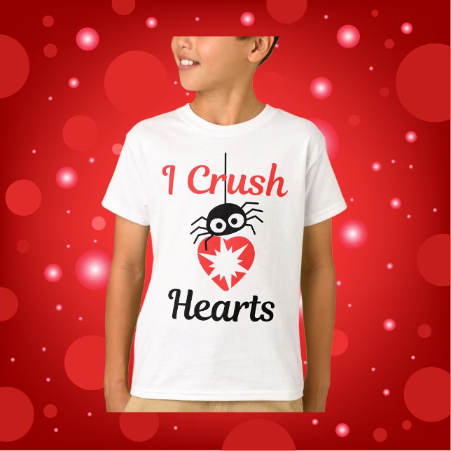 Valentine's I Crush Hearts cute spider | T-Shirt (Creator Uploaded)