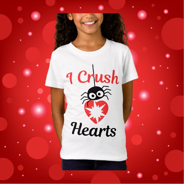 Valentine's I Crush Hearts cute spider | T-Shirt (Creator Uploaded)
