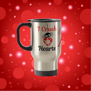 Valentine's I Crush Hearts cute spider   Travel Mug