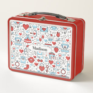 Valentine's Icons Pattern custom name lunch boxes