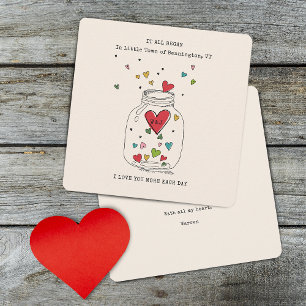 Valentines It All Began Heart In Jar Monogram Holiday Card
