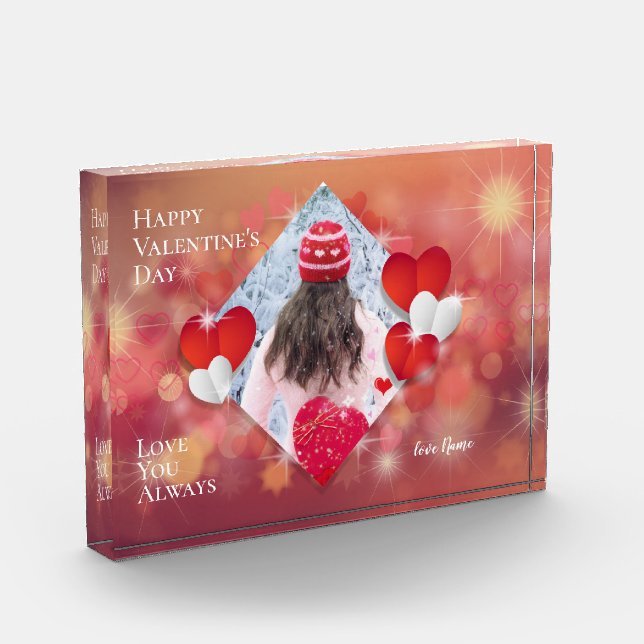 Valentines Keepsake | Red Hearts | Your Photo Block (Left)