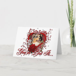 Valentines - Key to My Heart - Australian Shepherd Holiday Card