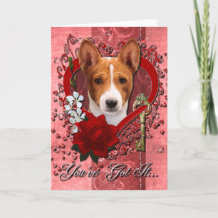 Valentines - Key to My Heart - Basenji Holiday Card