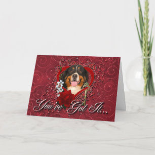 Valentines - Key to My Heart -Bernese Mountain Dog Holiday Card