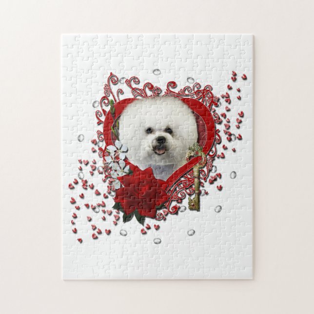 Valentines - Key to My Heart - Bichon Frise Jigsaw Puzzle (Vertical)