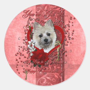 Valentines - Key to My Heart - Cairn Terrier Classic Round Sticker