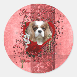 Valentines - Key to My Heart - Cavalier - Light Classic Round Sticker