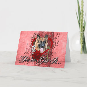 Valentines - Key to My Heart - German Shepherd Holiday Card