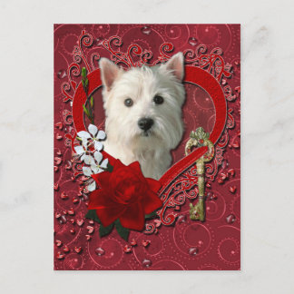 Valentines - Key to My Heart West Highland Terrier Holiday Postcard