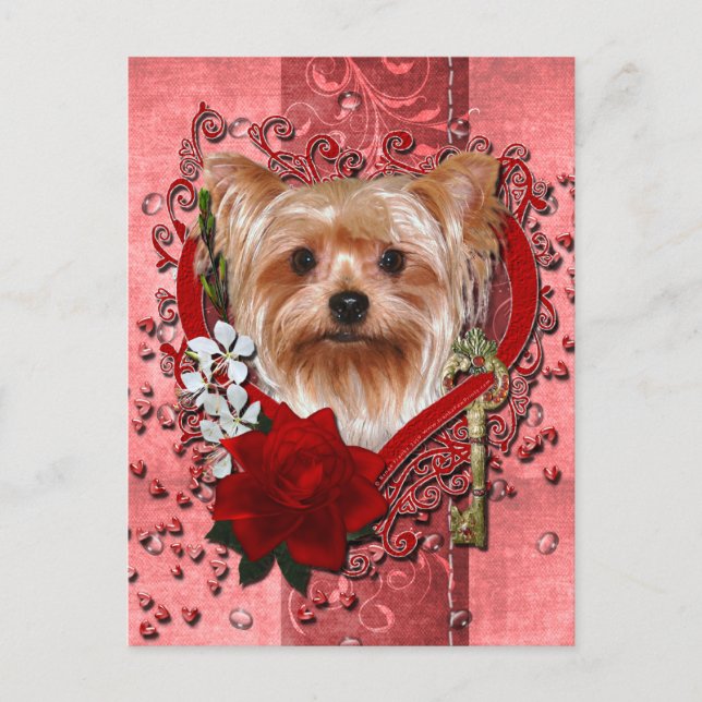 Valentines - Key to My Heart - Yorkshire Terrier Holiday Postcard (Front)