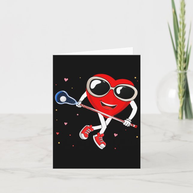 Valentines Lacrosse Valentines Shirt Heart Lacross Card (Front)