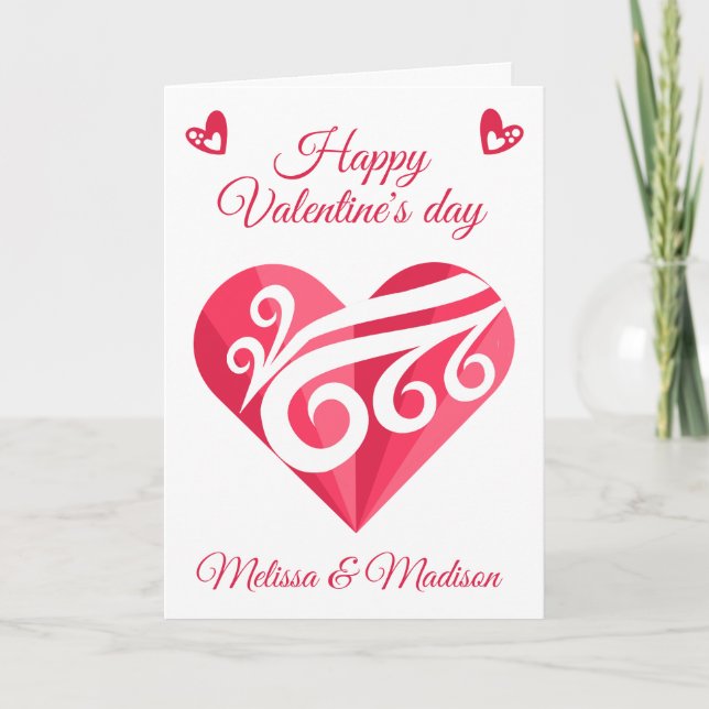 Valentines Lesbian  Pink Heart Card (Front)