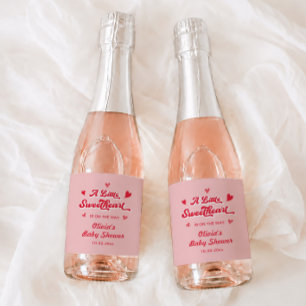 Valentines Little Sweetheart Baby Shower Champagne Sparkling Wine Label