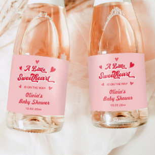 Valentines Little Sweetheart Baby Shower Sparkling Wine Label