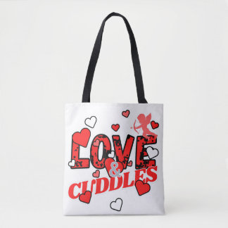 Valentines love and cuddles tote bag
